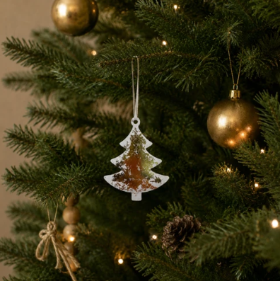 White Tree Decoration with Gold Foil