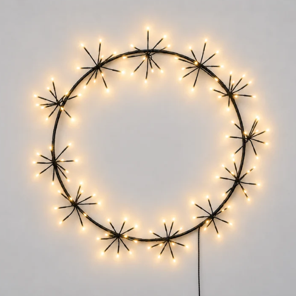 Large (50cm) Light up Black Wreath