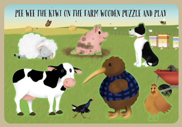 Pee Wee The Kiwi on the Farm Wooden Puzzle & Play