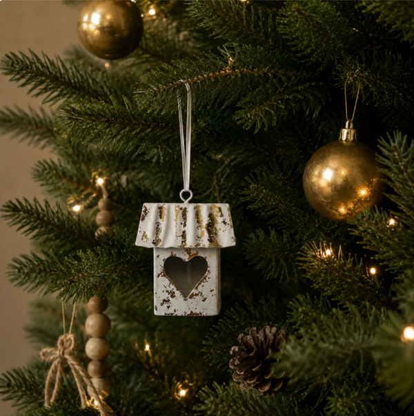White House Tree Decoration with Gold Foil