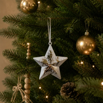 White Star Tree Decoration with Gold Foil
