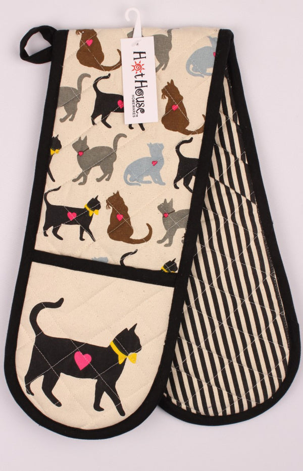 Oven Mitt Double Luv Cats