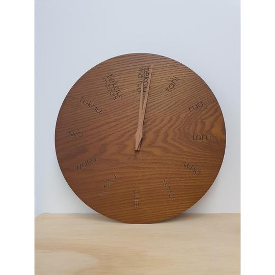 Clock Wooden Te Reo