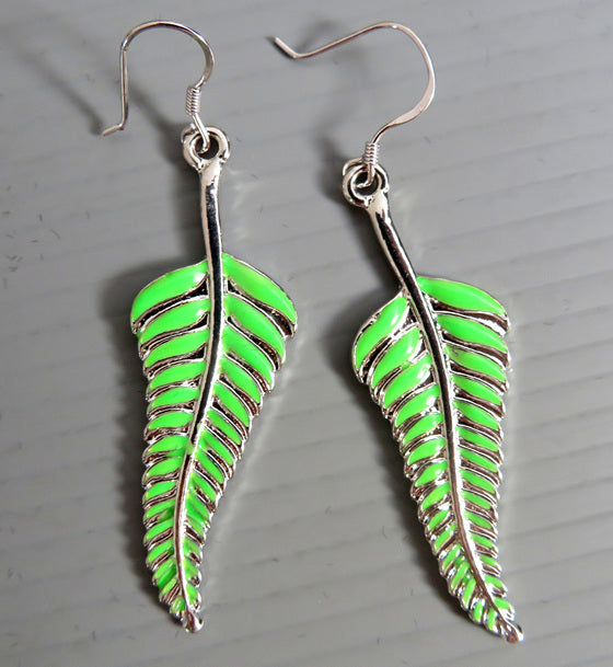 Earings Green Fern Leaf