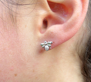Earrings Stirling Silver Stud Bee