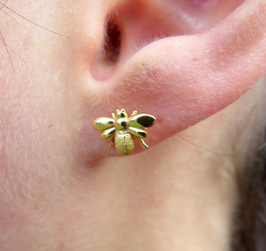 Earrings Stirling Gold Stud Bee