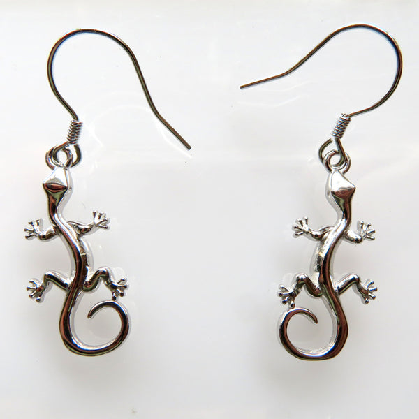 Earrings Stirling Silver Gecko Drop